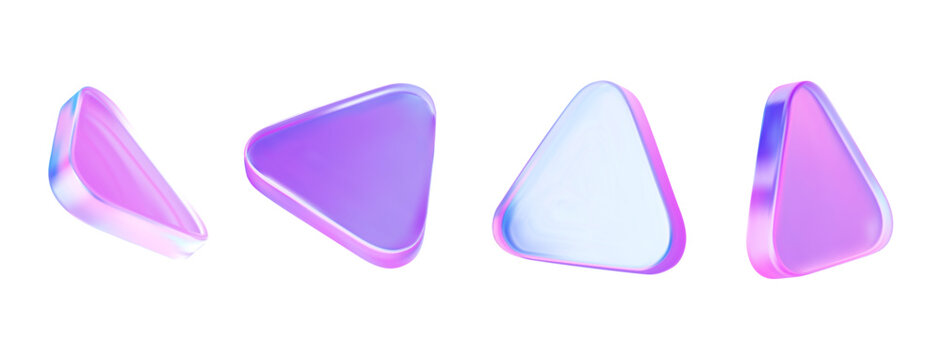 3D holographic set of triangles in abstract shapes. Vector illustration