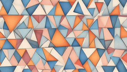 Fototapeta premium A stunning artistic display of overlapping triangles in various colors, creating depth and interest.