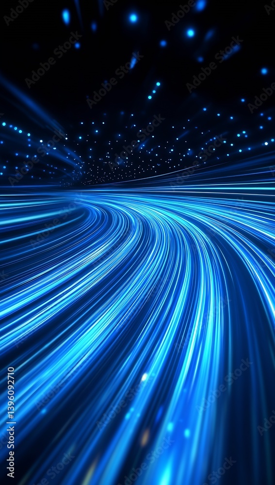 Poster stunning blue light waves dancing on a dark canvas for a high-tech aesthetic : generative ai