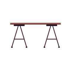 vector illustration of a wooden and metal table 