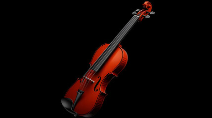 Red Pixelated Violin On Black Background
