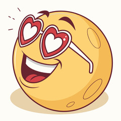 3D emoji with heart-shaped glasses and glossy skin texture

