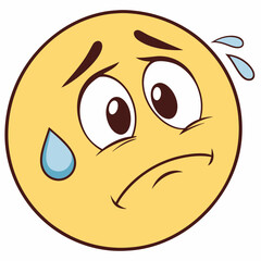 Fototapeta premium Shy sad emoji with blushing cheeks and a small tear falling