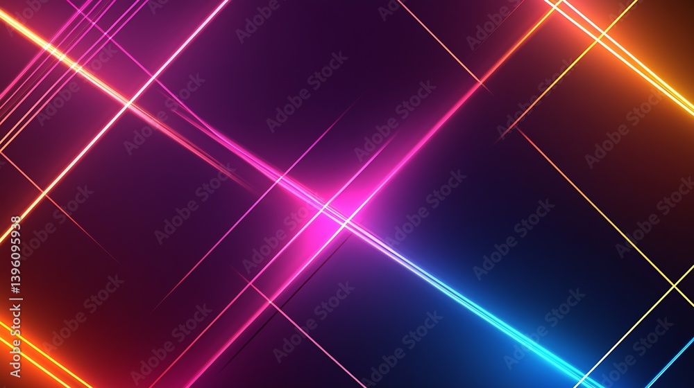 Poster radiant colorful light beams crossing each other in creative arrangement : generative ai
