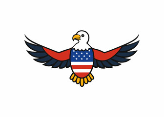 Bald Eagle Emblem: A majestic bald eagle, a symbol of freedom and strength, proudly displays its patriotic colors, with outstretched wings symbolizing liberty. 