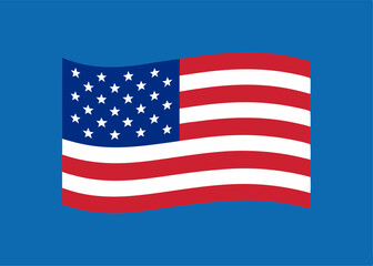 Fototapeta premium United States of America Flag: A vibrant display of national pride, the United States flag, a symbol of freedom and unity, waves gracefully. It presents a clear.