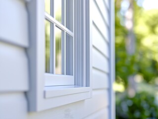 Close up view of a stylish window frame highlighting modern architecture and natural light outdoors : Generative AI