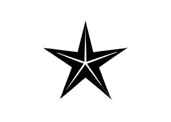 Fototapeta premium Black Star in the Sky: A striking monochrome image of a five-pointed star, meticulously rendered with sharp lines and precise angles, against a pure, stark background.