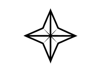 Obraz premium Geometric Star: A minimalist and symmetrical depiction of a four-pointed star, rendered in a clean, simple graphic style. Its geometric precision evokes a sense of balance and direction.