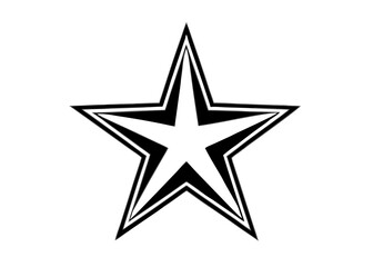 Fototapeta premium Abstract Geometric Star: A stark black and white geometric star illustration, showcasing clean lines and a modern design aesthetic, perfectly adaptable for graphic resource applications.