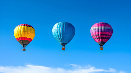 Naklejka premium Colorful Hot Air Balloons Against A Blue Sky