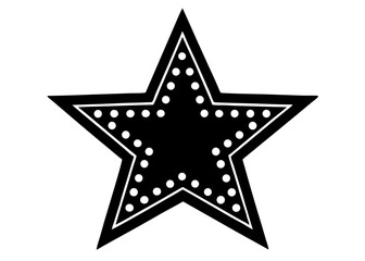 Fototapeta premium Star Design: A simple, black and white illustration of a star, its classic five-pointed form adorned with a pattern of bright lights, creating a sense of allure and a visual of artistic design.