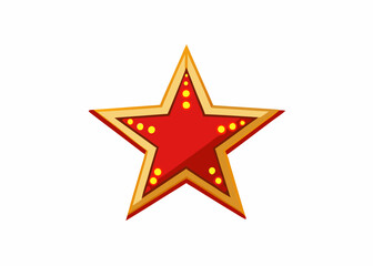 Obraz premium Shining Bright: a captivating illustration of a vibrant, red star with a radiant golden outline, evoking a sense of achievement, recognition, and the allure of stardom.