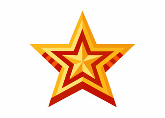 Obraz premium Golden Star Emblem: An illustration of a radiant golden star, its symmetrical design evoking feelings of aspiration and achievement, perfect for adding a touch of sophistication to any project.