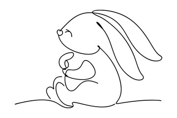 Cute Bunny Continuous Line Art Illustration Minimalist Design Vector Graphics