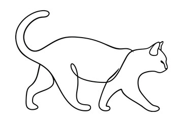 Walking Cat Continuous Line Art Minimalist Feline Design Vector Illustration