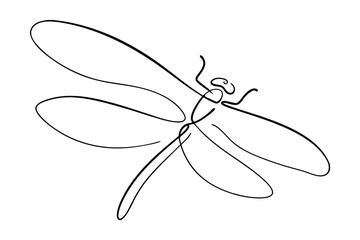 Elegant One Line Drawing Of A Dragonfly With Simple Minimalist Aesthetic