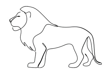 Continuous Line Drawing Of A Majestic Lion In Minimalist Style Black Outline