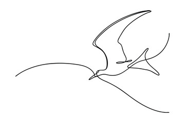 Obraz premium Continuous Line Drawing Of A Bird In Flight Over Water Minimalist Design