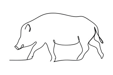 Continuous Line Drawing Of Walking Wild Boar Minimalist Design Illustration