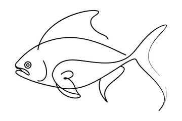 Obraz premium Minimalist Fish Illustration Line Art Isolated On White Background For Creative Projects