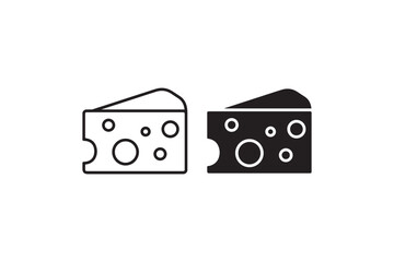 Cheese wedge icon in outline and solid style Vector