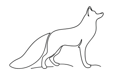 Elegant Fox Single Line Drawing Minimalist Design On White Background