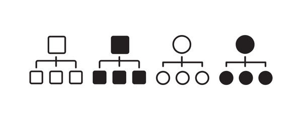 Organizational chart icons with square and circle nodes Vector