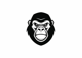 Fearsome Gaze of the Gorilla: A striking black and white portrait of a formidable gorilla, its intense eyes conveying a sense of raw power and primal strength. A symbol of majesty and might.