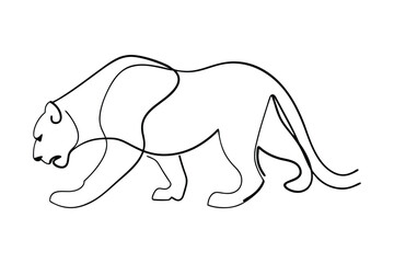 Continuous Line Art Illustration Of Walking Panther Silhouette Minimalist Design