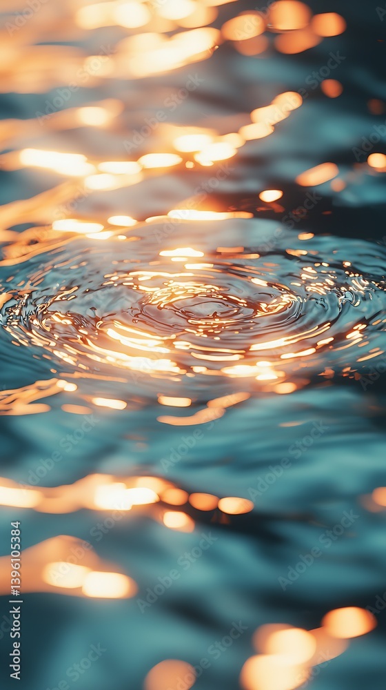 Leinwandbilder Close-up view of the shimmering water surface with captivating ripple patterns illuminated by sunlight : Generative AI