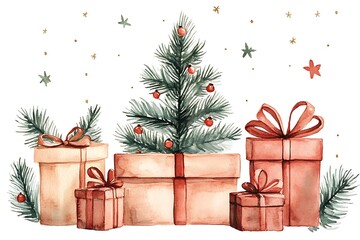 Christmas Gifts Watercolor Art