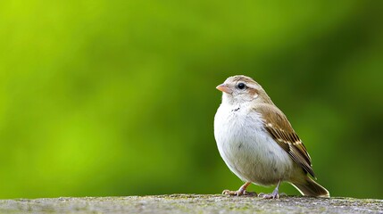 A beautiful sparrow perched on a branch in a lush green forest nature photography close-up view