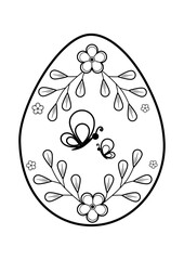 Easter Egg Design with Butterflies and Flowers