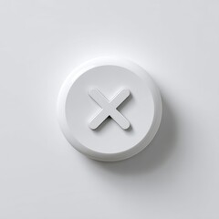 Fototapeta premium White round button with an X symbol