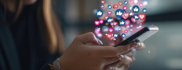 Woman engaging with social media on her smartphone.