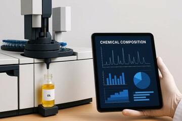 Laboratory analysis of oil sample using advanced chemical composition techniques