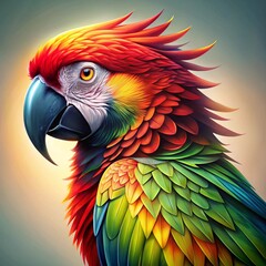 Obraz premium Vibrant Stylized Parrot Illustration with Macaw-Inspired Colors
