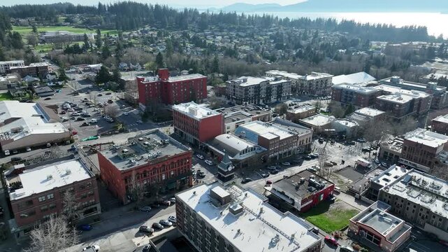 Drone flight Fairhaven Tower Bellingham looking south rotate