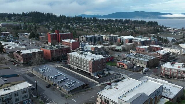 Drone flight hyperlapse around Fairhaven Tower Fairhaven, Bellingham