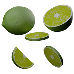 lime slices isolated on white