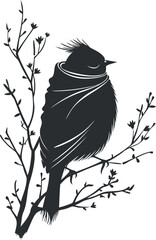 Obraz premium A stylized silhouette of a bird perched on a branch, showcasing nature's beauty.