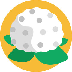 A depiction of the hydrangea flower, featuring clusters of small flowers with rounded petals.