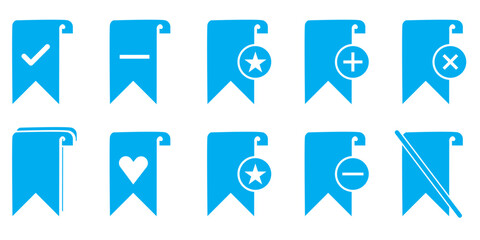 Bookmark with checkmark icon set. Bookmark Confirm Icon. study book favorite page mark symbol.