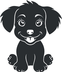 Fototapeta premium A cute cartoon silhouette of a happy puppy with a playful expression and a cheerful demeanor