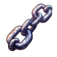 Vector Illustration of Strong Metal Chain Links: Industrial Security and Connectivity Design in Shiny Steel and Blue-Golden Colors