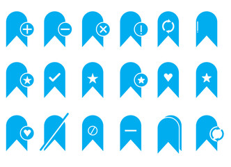 Web page site bookmark icon vector set. Containing click button, add, remove, star favorite, rename or edit, list, save, settings, enter, copy, primary, open, manager, show
