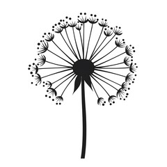 Elegant Dandelion Silhouette: Black and White Botanical Art - Delicate Blossom in Nature's Minimalistic Design