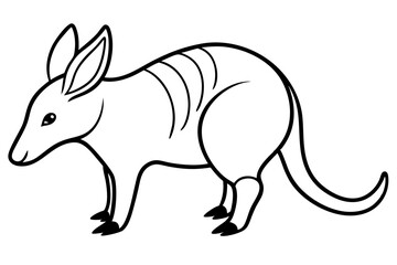 aardvark silhouette line art vector illustration