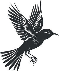 Fototapeta premium A stylized illustration of a bird in flight with detailed wings and elegant design.